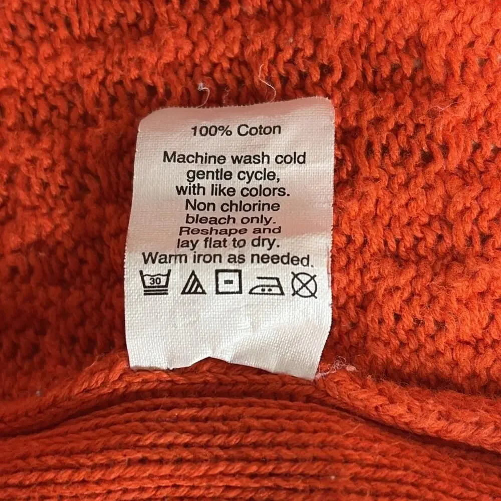 J. Crew Orange Cable Knit Sweater - Long SLV - 100% Cotton - Women’s Size Small